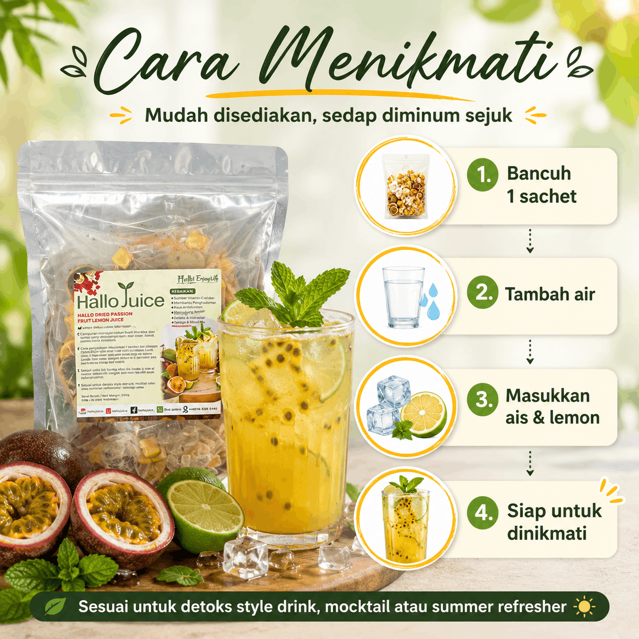 Hallo Dried Passion Fruit Lemon Juice angle 5